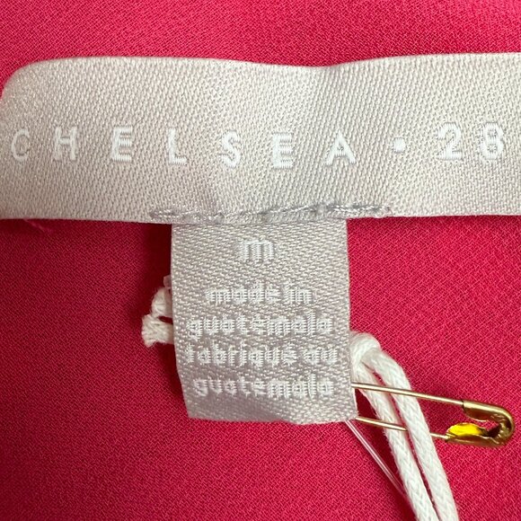 NWT Women's CHELSEA 28 Swiss Dot One-Shoulder Midi Dress "Pink Rouge" |‎ Size M - Picture 10 of 14